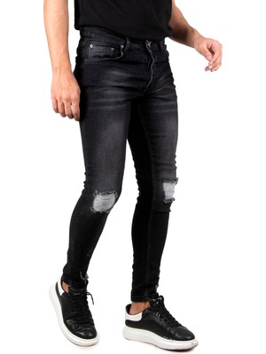 Deepsea Yırtık Detaylı Taşlanmış Likralı Skinny Fit Kot Jean Pantolon 2305998