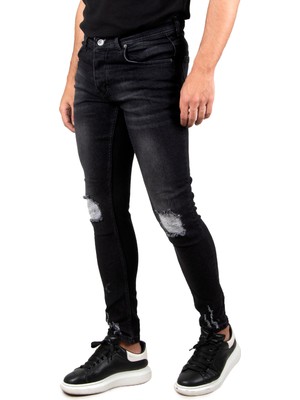 Deepsea Yırtık Detaylı Taşlanmış Likralı Skinny Fit Kot Jean Pantolon 2305998