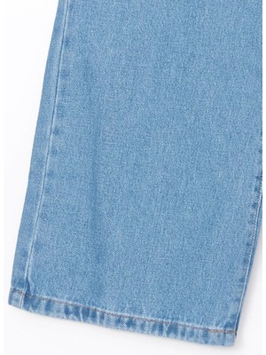 LC Waikiki Lcw Kids Mavi Beli Ayarlanabilir Lastikli Çiçekli Kız Çocuk Jean Pantolon