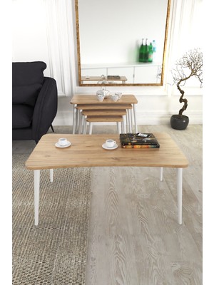 Ünkay Milas 5li Orta Sehpa ve Zigon Sehpa Ahşap Ayaklı Çay Kahve Sehpası  x l Salon Seti