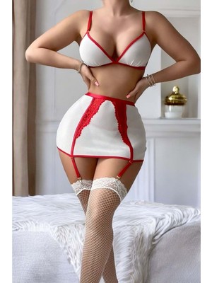 Hotflirt Nl 7039 Mini Etekli  Hemşire Kostümü - Beyaz - L-Xl