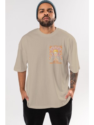 Ankhises Naruto (10) Ön Sol Baskılı Oversize T-Shirt Erkek Kadın Unisex Pamuk Bisiklet Yaka Tişort