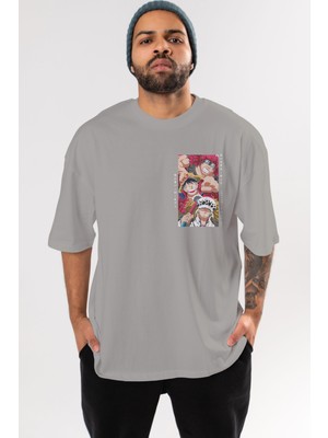 Ankhises Super Novas One Piece Ön Sol Baskılı Oversize T-Shirt Erkek Kadın Unisex Pamuk Bisiklet Yaka Tişort