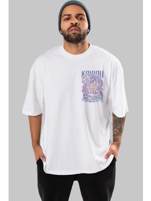 Ankhises Kaıdou One Pıece Ön Sol Baskılı Oversize T-Shirt Erkek Kadın Unisex Pamuk Bisiklet Yaka