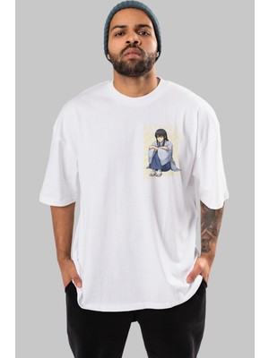 Ankhises Kotarou Katsura Gıntama Ön Sol Baskılı Oversize T-Shirt Erkek Kadın Unisex  Pamuk Bisiklet Yaka Tişort