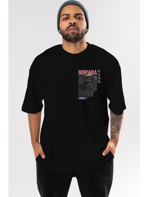 Ankhises Nobara Kugisaki 4 Ön Sol Baskılı Oversize T-Shirt Erkek Kadın Unisex  Pamuk Bisiklet Yaka Tişort