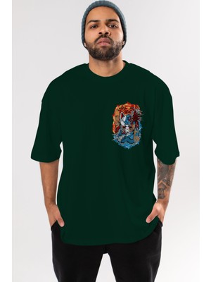 Ankhises One Pıece (7) Ön Sol Baskılı Oversize T-Shirt Erkek Kadın Unisex  Pamuk Bisiklet Yaka Tişort