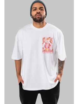 Ankhises Monkey D. Luffy (3) Ön Sol Baskılı Oversize T-Shirt Erkek Kadın Unisex  Pamuk Bisiklet Yaka Tişort