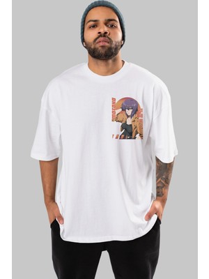 Ankhises Motoko Kusanagi 9 Ön Sol Baskılı Oversize T-Shirt Erkek Kadın Unisex Pamuk Bisiklet Yaka