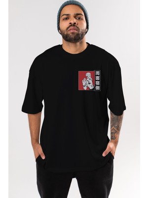 Ankhises Sukuna Ryoumen 2 Ön Sol Baskılı Oversize T-Shirt Erkek Kadın Unisex Pamuk Bisiklet Yaka