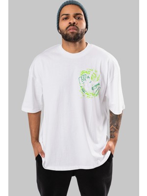 Ankhises Zoro-One Pıece (2) Ön Sol Baskılı Oversize T-Shirt Erkek Kadın Unisex  Pamuk Bisiklet Yaka Tişort