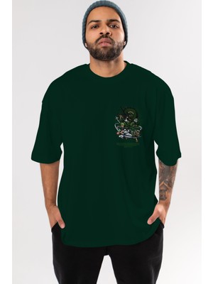 Ankhises Zoro-One Pıece Ön Sol Baskılı Oversize T-Shirt Erkek Kadın Unisex  Pamuk Bisiklet Yaka Tişort
