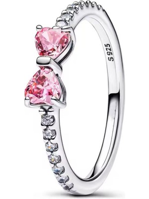 Lines Bijuteri Işıltılı Pembe Fiyonk Yüzük