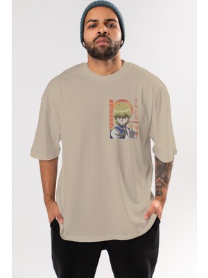 Ankhises Kurapika 5 (2) Ön Sol Baskılı Oversize T-Shirt Erkek Kadın Unisex Pamuk Bisiklet Yaka Tişort