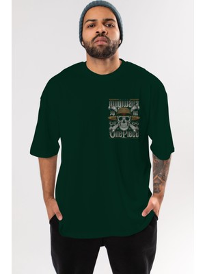 Ankhises One Pıece (2) Ön Sol Baskılı Oversize T-Shirt Erkek Kadın Unisex  Pamuk Bisiklet Yaka Tişort