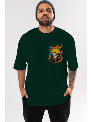 Ankhises Naruto Uzumaki 1 Ön Sol Baskılı Oversize T-Shirt Erkek Kadın Unisex  Pamuk Bisiklet Yaka Tişort