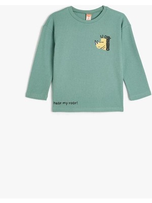 Koton Erkek Bebek Jersey Kazak Uzun Kol Klasik Fit Orta Kalınlık Dokuma Kumaş Yesıl