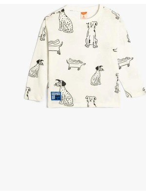 Koton 5Wmb10154Tk 0D1 Ekru Desenli Erkek Bebek Jersey Kazak
