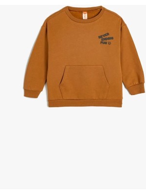 Koton 5Wmb10165Tk 504 Kahverengi Erkek Bebek Jersey Sweatshirt