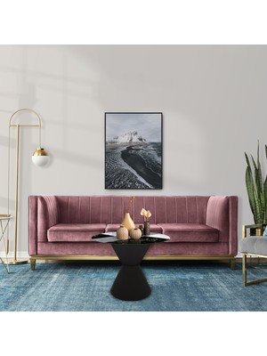 Decorita Tekli Zigon Sehpa | Piramit Cam Sehpa | Polistiren Köpük Ayaklı | Hibrit Mermer | Çap60 cm