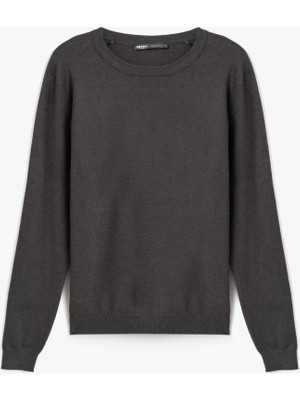 Koton Basic Sweatshirt Bisiklet Yaka Uzun Kollu