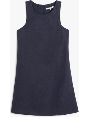 Koton Kolsuz Bisiklet Yaka A Kesim Mini Elbise