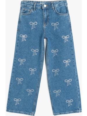 Koton Fiyonk Desenli Cepli Pamuklu Bol Paça Denim Pantolon