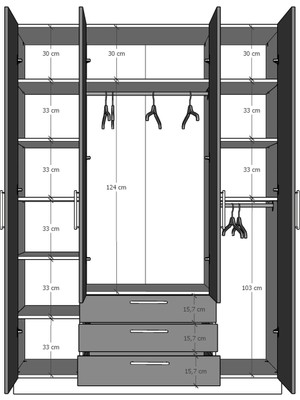 Asra Trend 4 Kapaklı Gardırop 160 cm