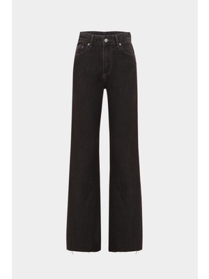 High Waist Wed Leg Kar Yıkama Geniş Paça Dikişsiz Jean