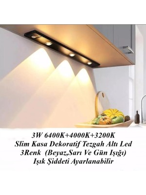 Gaman 40 cm Mutfak Tezgah Aydınlatması Şarjlı 3 Renk Hareket Sensörlü Dolap İçi Lamba LED Bar