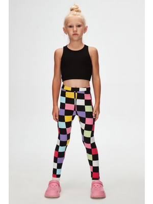 Op Art Chechers Kız Çocuk Desenli Yazlık Tayt