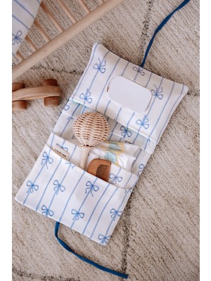 Atelier Babbi Müslin Islak Mendil & Bez Çantası - Kurdele / Mavi