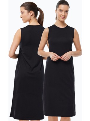 Malabadi Kadın Siyah Beyaz 2 Li Set Uzun Kolsuz Elbise Astarı Modal Kombinezon 2M1049