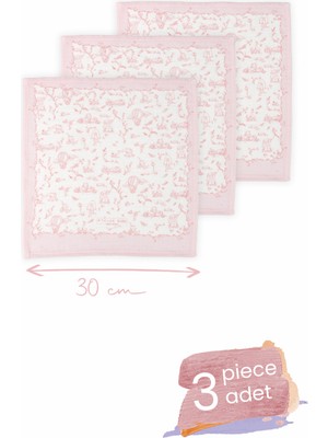 3'lü Ağız Bezi Seti - Toile De Jouy / Pembe