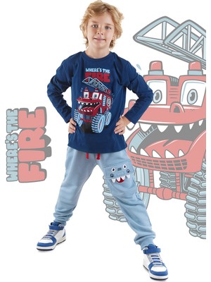 Denokids Canavar Itfaiye Erkek Çocuk T-Shirt Pantolon Takım