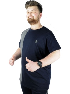 Mode Xl Erkek T Shirt Parçalı MD08 22134 Lacivert