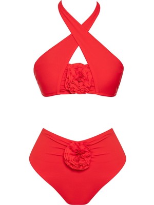 Çiçekli Çapraz Bikini Takım