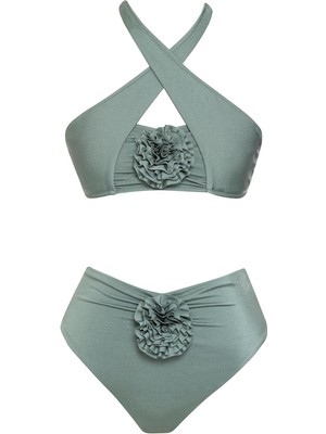 Çiçekli Çapraz Bikini Takım