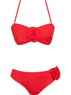Saılor Çiçekli Straplez Bikini Takım