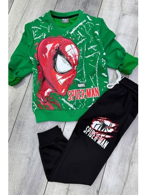 Spiderman 2 Iplik Mevsimlik Erkek Çocuk Yeşil Eşofman Takımı