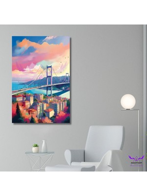 Abart Art Tekli Dikey Kanvas Şık Salon Tablosu Istanbul Boğaz Köprüsü Tasarımı