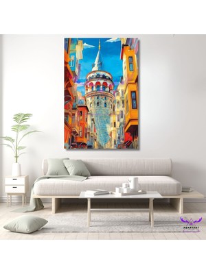 Abart Art Tekli Dikey Kanvas Modern Salon Tablosu Galata Kulesi Tasarımı