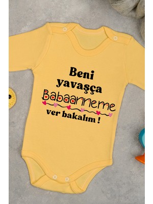%100 Pamuk Babanne Sevgisi Yumuşak Baskılı Omuz Çıt Çıt Zıbın