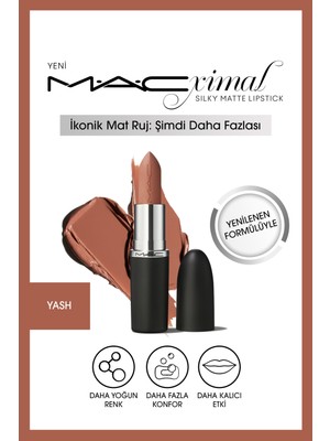Mac Silky Matte Lipstick Nemlendirme Etkili Yoğun Renk Sağlayan Ruj-YASH 3.5GM