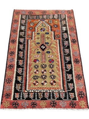 Burak Halı El Dokuma Çift Kuruhüyük Kilimi 120 x 180 Kök Boya  Yün Kilim