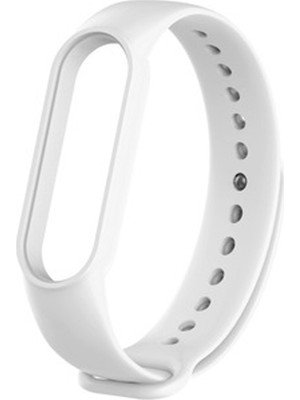 Kyver Xiaomi Mi Band 5 ve 6 Akıllı Bileklik Silikon Kordon Kayış Beyaz