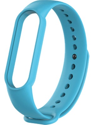 Kyver Xiaomi Mi Band 5 ve 6 Akıllı Bileklik Silikon Kordon Kayış Açık Mavi