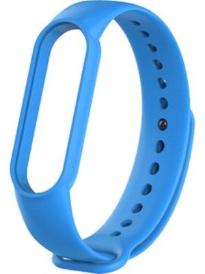 Kyver Xiaomi Mi Band 5 ve 6 Akıllı Bileklik Silikon Kordon Kayış Mavi