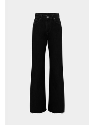 High Waist Wed Leg Kar Yıkama Geniş Paça Dikişsiz Jean