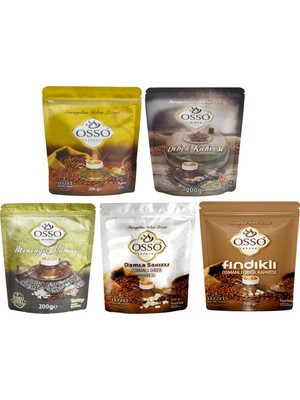 Osso 5'li Set Osmanlı + Dibek + Menengiç + Damlasakızlı + Fındıklı Kahve 200 gr